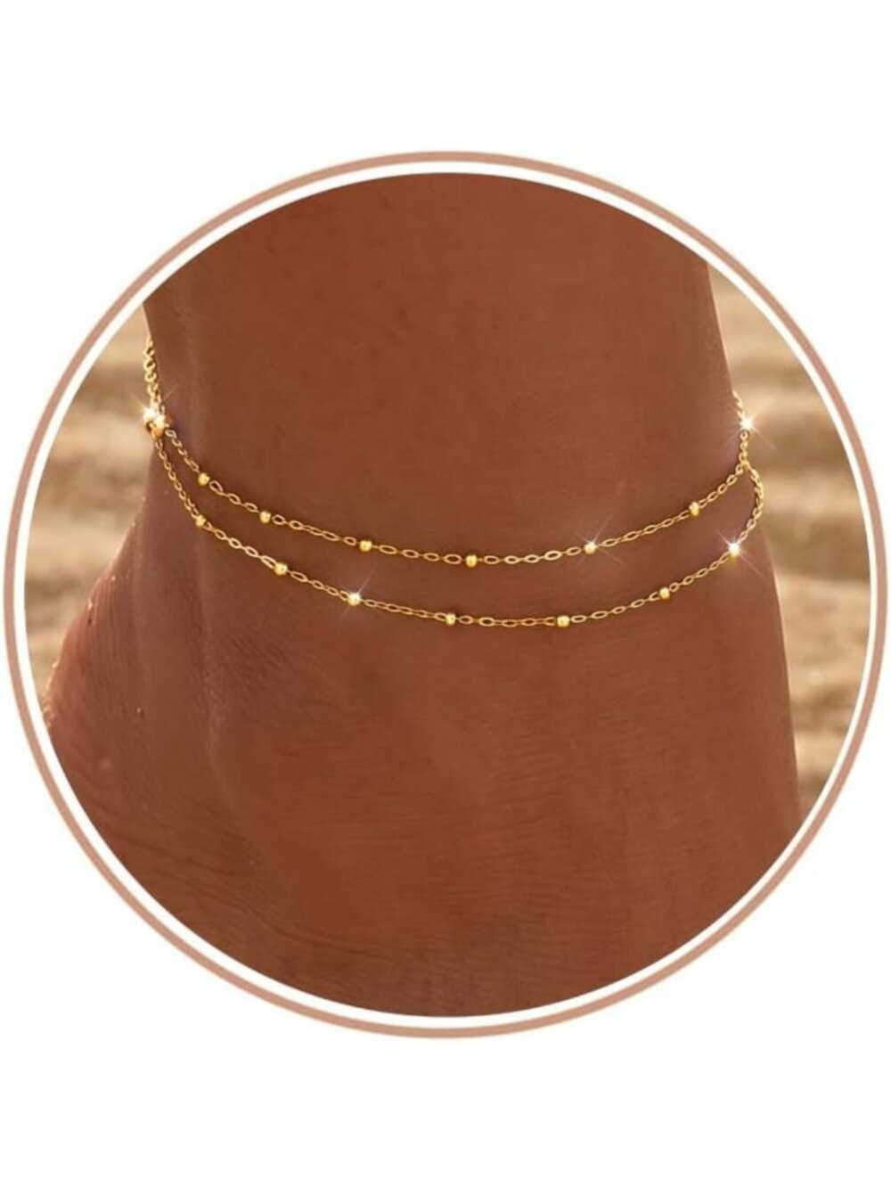 Stylish Waterproof Dainty Gold Ankle Bracelets for Women - Perfect Summer